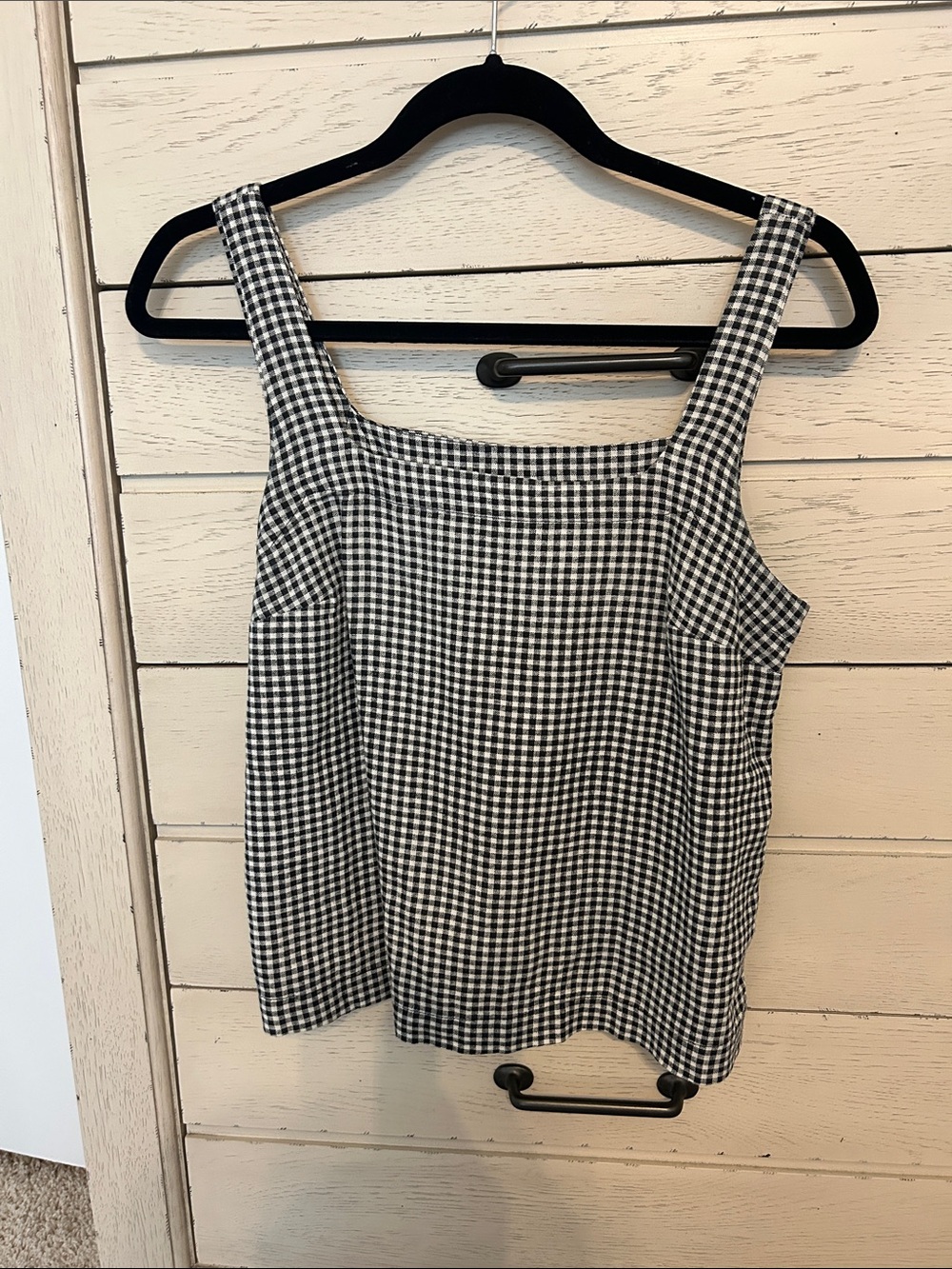 NWOT A New Day Black and White Gingham Square-Neck Tank